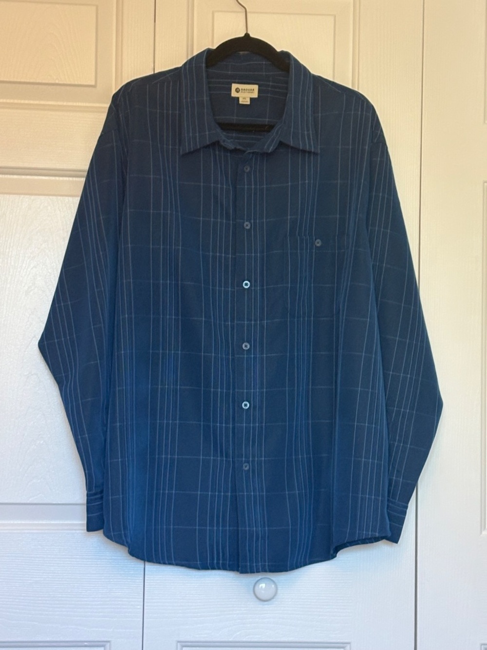 Men's Blue Haggar Long Sleeve Shirt, Size XXL, Excellent Condition